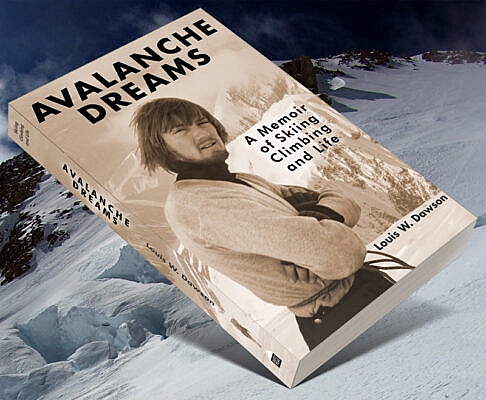 Avalanche Dreams book, glacier seracs in the background.